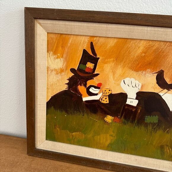 MID CENTURY MODERN CLOWN PAINTING OLD VINTAGE ABSTRACT
EXPRESSIONIST 1960s - Picture 2 of 12